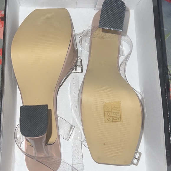 Fashionable Ankle Strap Sandals, Clear Strap Platform Pyramid Heeled Sandals - Picture 5 of 7